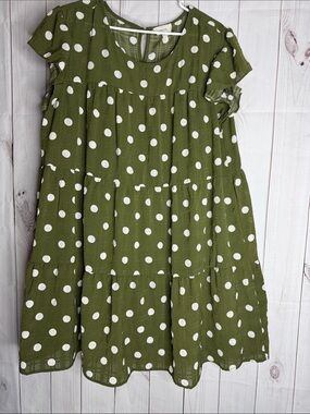 Womens Perch olive green Polka Dot Dress- fully lined 2xl-1155